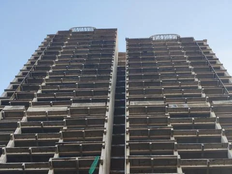 Skeletal Structure of a Modern Skyscraper Under Construction Stock Photos