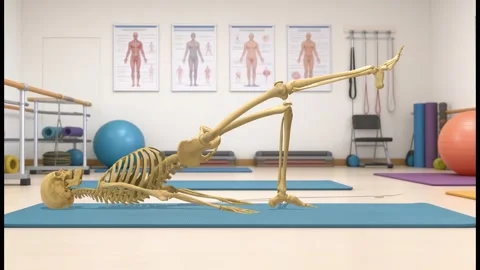 Skeletal System Glute Bridge Exercise Side View Gym Clinic Vidéo 337476651