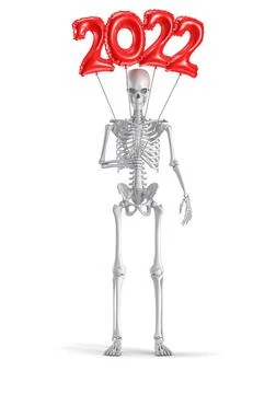 Skeleton with 2022 balloon Stock-Illustration