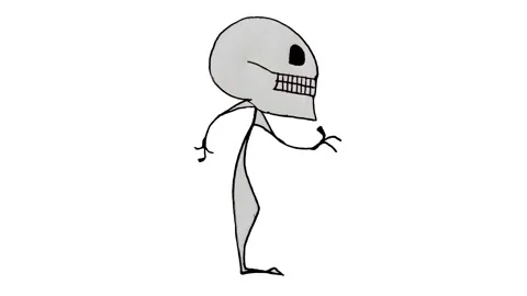 Skeleton alien drawing dancing looped animated video Stock Footage 318987074