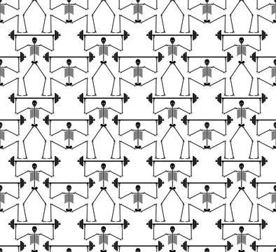 Skeleton and barbell pattern seamless. Gym background. Hardcore weight trai.. Stockillustratie