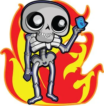 Skeleton and bird Stock Illustration