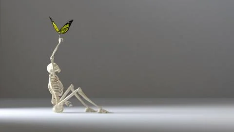 Skeleton and butterfly Stock Illustration