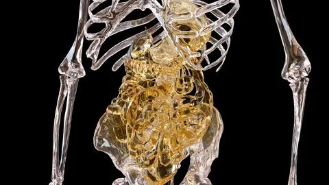 The Skeleton and Viscera for Sci and medical concept 3d Rendering. イラスト素材