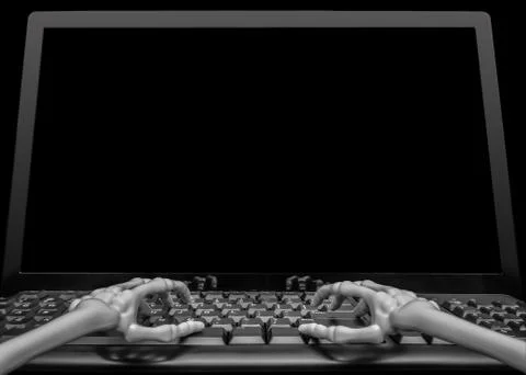 Skeleton Arms Typing Stock Photos
