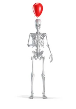 Skeleton with balloon 스톡 일러스트