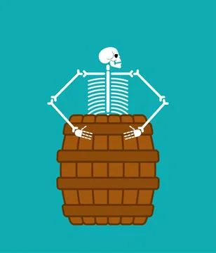 Skeleton in barrel isolated. Vector illustration Stock Illustration