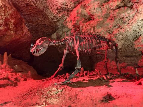 Skeleton bear in cave Foto stock