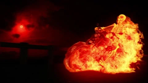 Skeleton biker on fire 1 動画素材 8835472