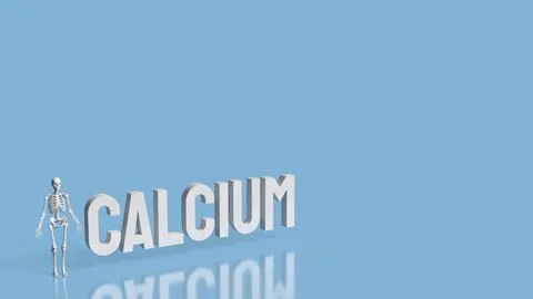 The Skeleton on blue Background for calcium concept 3d Rendering. Stock Illustration