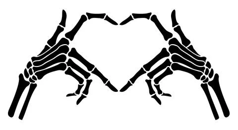 Skeleton bone hand heart shape sign illustrations 스톡 일러스트
