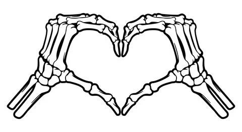Skeleton bone hand heart shape sign illustrations Stock Illustration