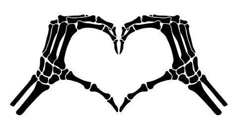 Skeleton bone hand heart shape sign illustrations Stock Illustration
