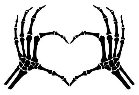 Skeleton bone hand heart shape sign illustrations Stock Illustration