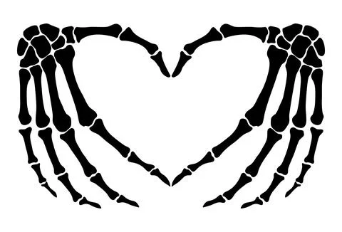 Skeleton bone hand heart shape sign illustrations Stock Illustration