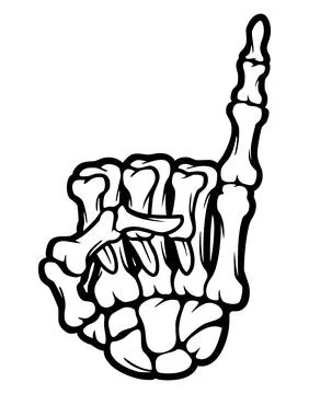 Skeleton bone hand thumbs up little finger sign Stock Illustration