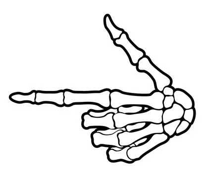 Skeleton bone pointing the index finger hand sign 스톡 일러스트