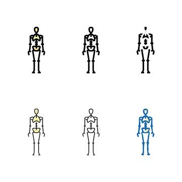 Skeleton bones human color icon concepts vector Stock Illustration