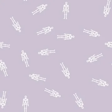 Skeleton bones human line seamless pattern Stock Illustration