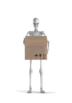 Skeleton with boxed delivery Illustrazione stock