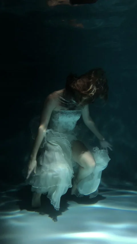 Skeleton Bride under the Water. Halloween Concept Stock Footage 142050973