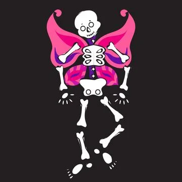 Skeleton with butterfly wings. Vector illustration. Stock Illustration