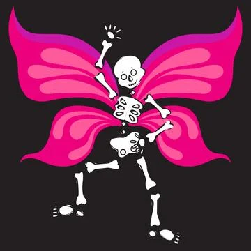 Skeleton with butterfly wings. Vector illustration. Stock Illustration