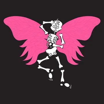 Skeleton with butterfly wings. Vector illustration. Stock Illustration