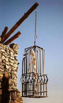 Skeleton in cage Stock Photos
