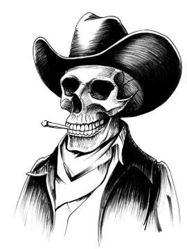 Skeleton with a cigar Stock Illustration