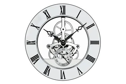 Skeleton clock isolated on white with clipping path. Stock Photos