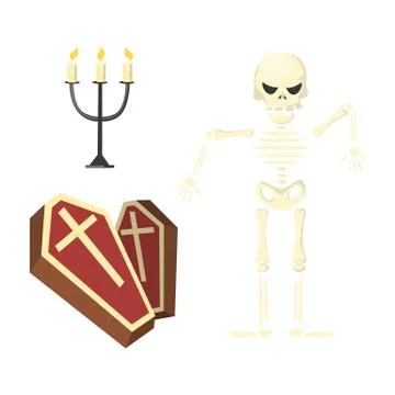 Skeleton with coffin. Stock Illustration