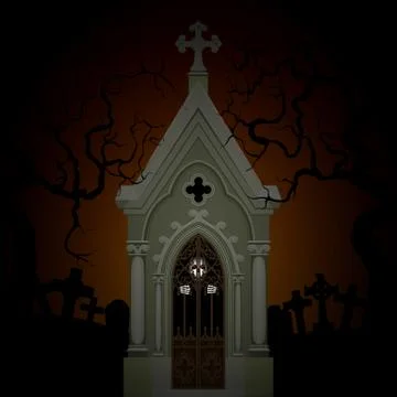 Skeleton in crypt Stock-Illustration