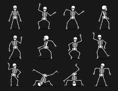 Skeleton dance animated game sprite vector set Stock Illustration