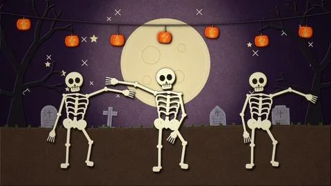 Skeleton Dance Halloween Stop Motion Background Image Illustrazione stock