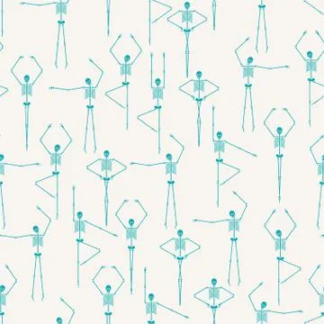 Skeleton dance pattern seamless. Skull and bone dances texture. Halloween bac Stock Illustration