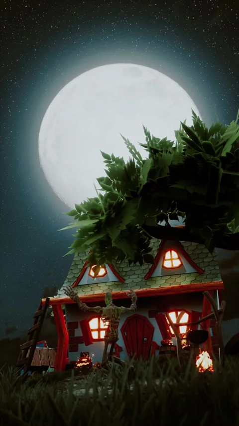A skeleton dances against the background of a cozy house in the village. 스톡 동영상 252046507