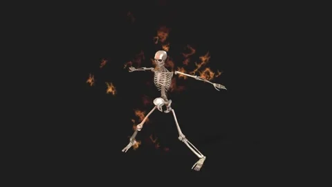 Skeleton Dancing In Flames Alpha Channel Stock Video Pond
