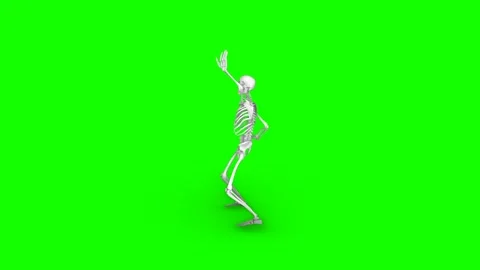 Skeleton dancing on an isolated green background, seamless loop animation 스톡 동영상 98009331