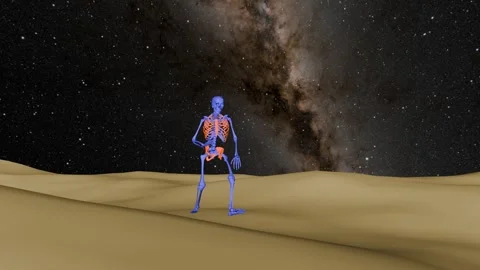 Skeleton dancing samba dance - milky way . Stock Footage 277270462