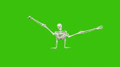 Skeleton dancing. Seamless loop animation on green screen. 스톡 동영상 97057852
