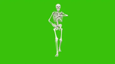 Skeleton dancing. Seamless loop animation on green screen. Stock Footage 97415935