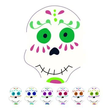 Skeleton dead day skull vector cartoon graphic Stock Illustration