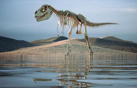 The skeleton of a dinosaur in nature. Stock-Illustration
