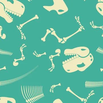 Skeleton dinosaur seamless pattern. Dino Bones ornament. Tyrannosaurus Skul.. Illustrazione stock