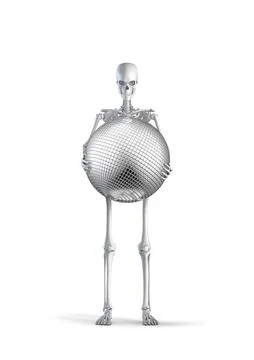 Skeleton with disco ball Ilustração Stock