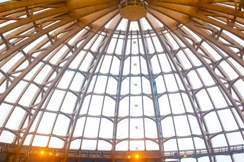 The skeleton of a dome covered with translucent material Stock Photos