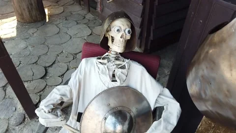 The skeleton is dressed in knightly armor Stock Footage 133791960