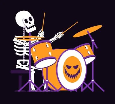 Skeleton drummer plays a drum set Stock-Illustration
