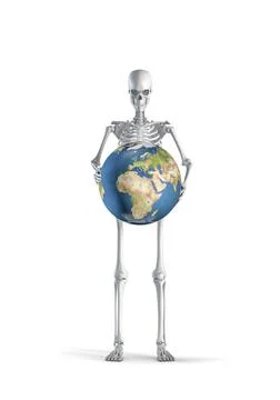 Skeleton with Earth Illustrazione stock